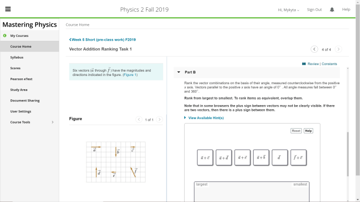 Rank the vector combinations on the basis of their magnitude